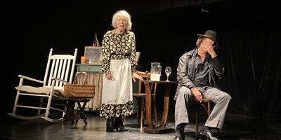 Une dame âgée et un homme discutent